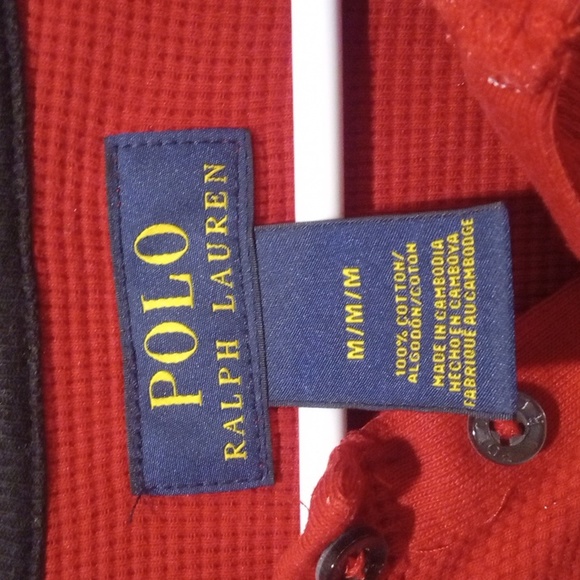 Polo Ralph Lauren Cotton Long Sleeve Logo Shirt Thermal Textured Red ♥️ - Picture 5 of 14